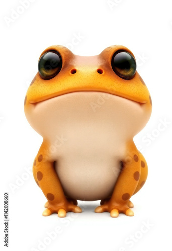 3D Chibi Toad Flashcards Clipart. Suitable for animal flashcard, alphabet flashcards, Montessori Flashcards. Isolated on white background