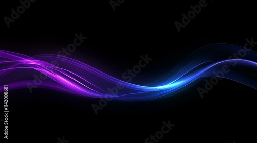 Abstract glowing waves in purple and blue tones on a dark background, creating a dynamic and futuristic design.