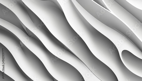 Silver Smooth Wave Design: Minimalist Parametric Art