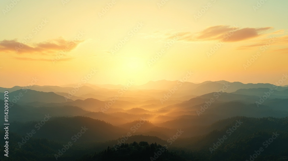 Fototapeta premium A sunrise view from a hilltop