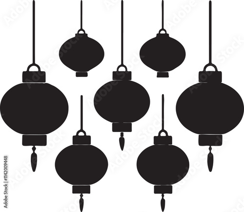 lantern china set of silhouettes of lamps black and white chairs christmas ball