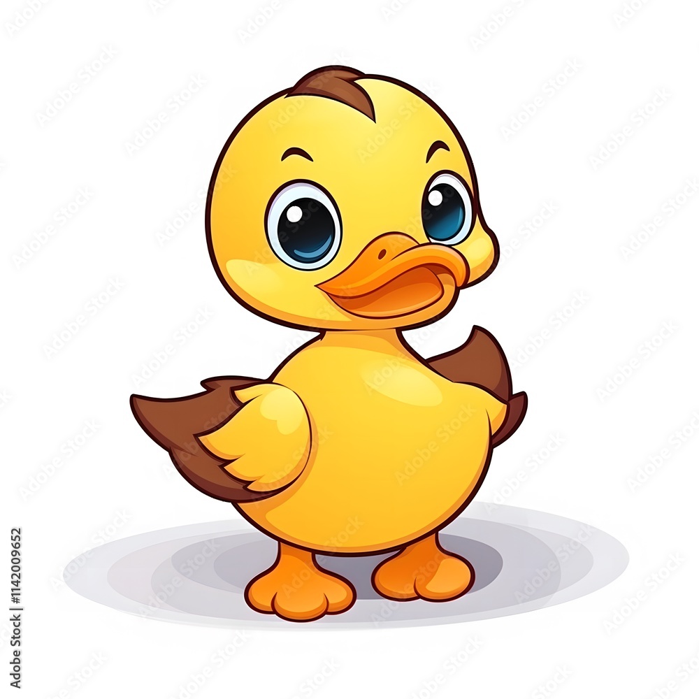 Cute cartoon duckling in playful pose digital artwork vibrant colors whimsical setting front view animal illustration Cute cartoon duckling in playful pose digital artwork vibrant colors whimsical setting front view animal illustration