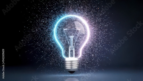 Wallpaper Mural Bright idea concept. Illuminated light bulb with glowing effects and sparkles against a dark background. Torontodigital.ca