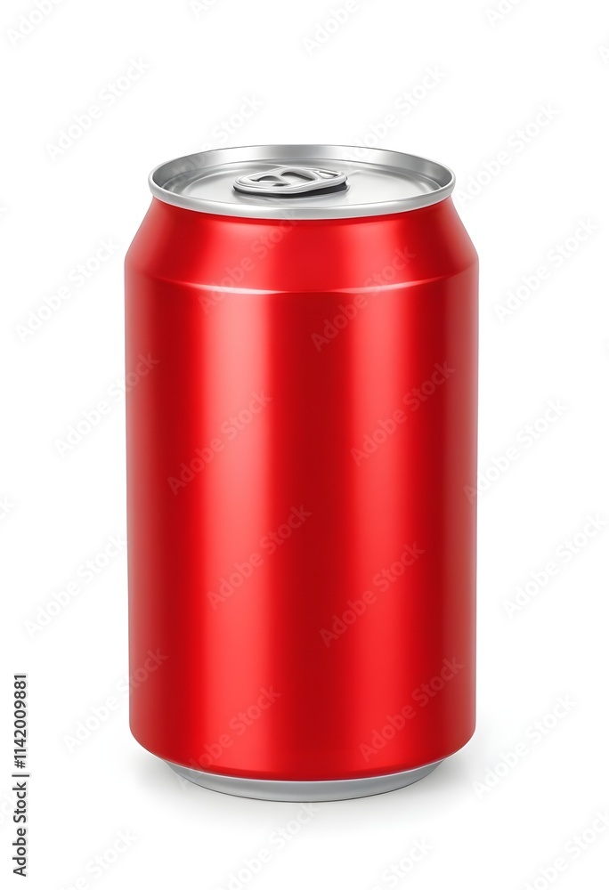 A red aluminum soda can with a silver lid A red aluminum soda can with a silver lid