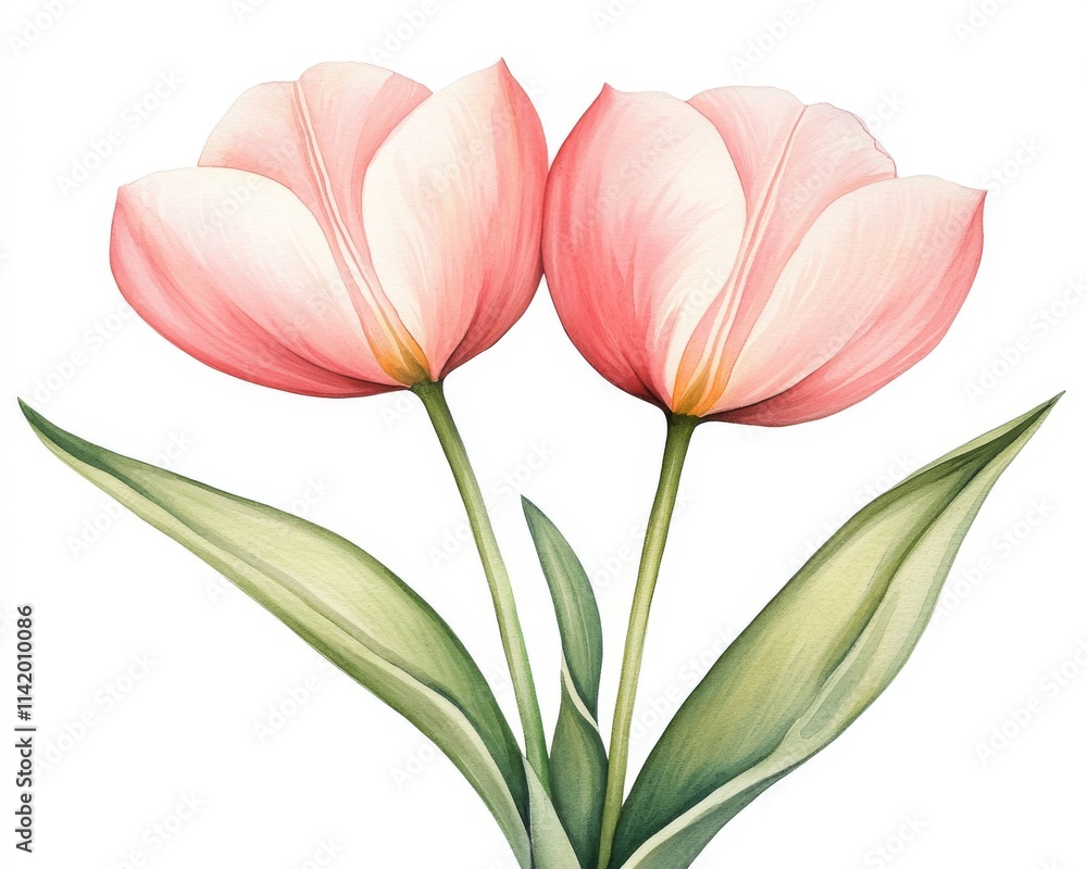A beautiful illustration of two pink tulip flowers with vibrant petals and green leaves, perfect for floral-themed designs. A beautiful illustration of two pink tulip flowers with vibrant petals and green leaves, perfect for floral-themed designs.