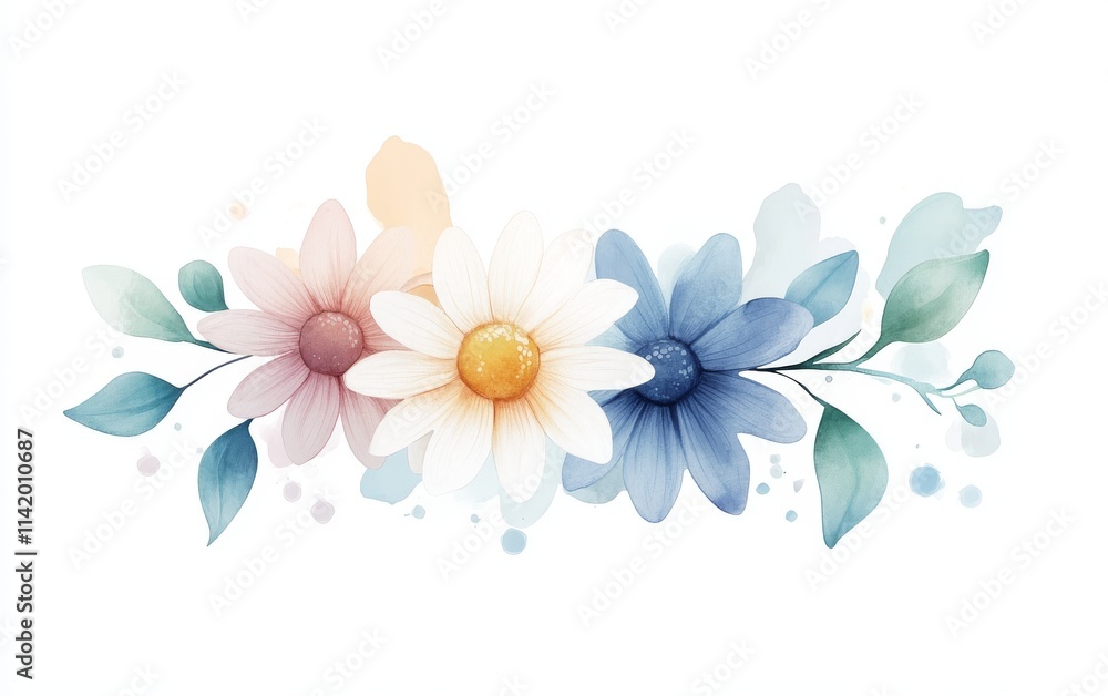 Obraz premium A beautiful watercolor illustration of flowers in pastel colors, perfect for spring themes and floral designs.