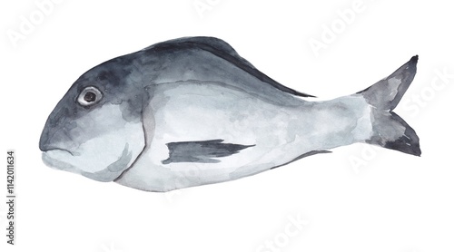 Watercolor illustration of dorado fish on a white background