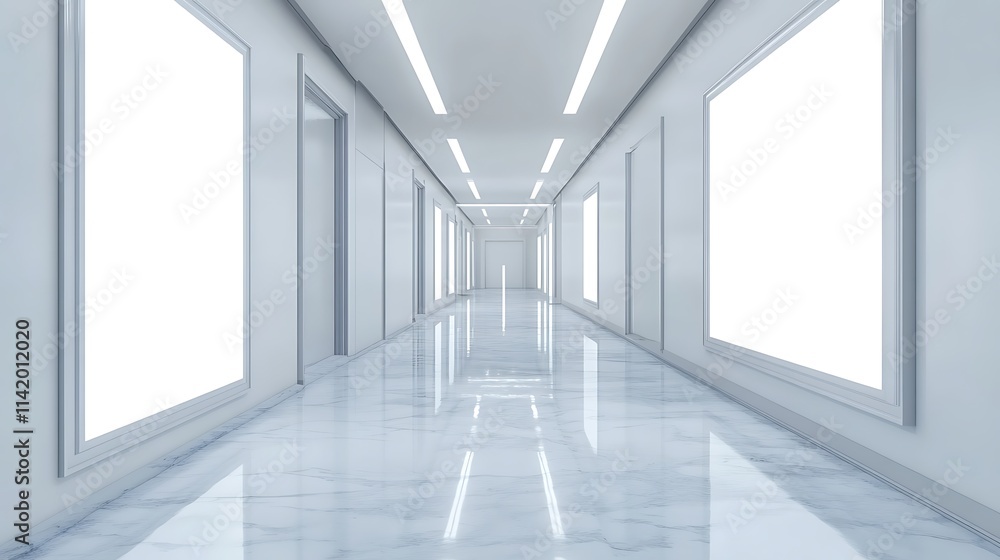 Sleek hallway mockup illustration bright minimalist style. AI Generated Sleek hallway mockup illustration bright minimalist style. AI Generated