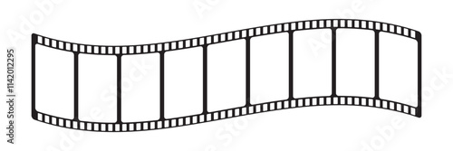 Curved film strip icon.Roll of retro film strip on isolated transparent background. Photographic film in retro style. Curved film strip PNG. 
