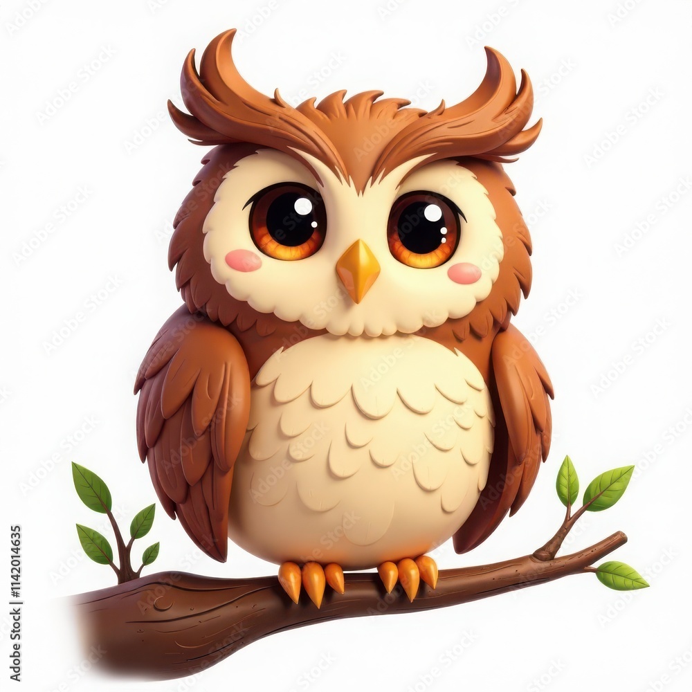 Fototapeta premium cartoon owl on branch