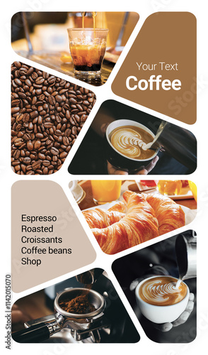 Coffee Shop Concept Photo Collage. Can be used for visual stand, display, brochures, flyer
