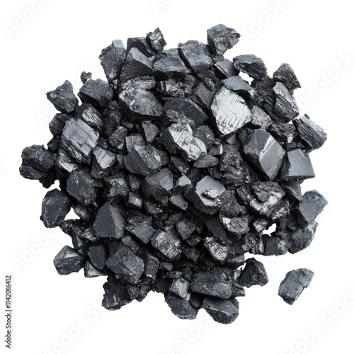 Isolated Coal Piece for Industrial Use and Education on Transparent Background photo