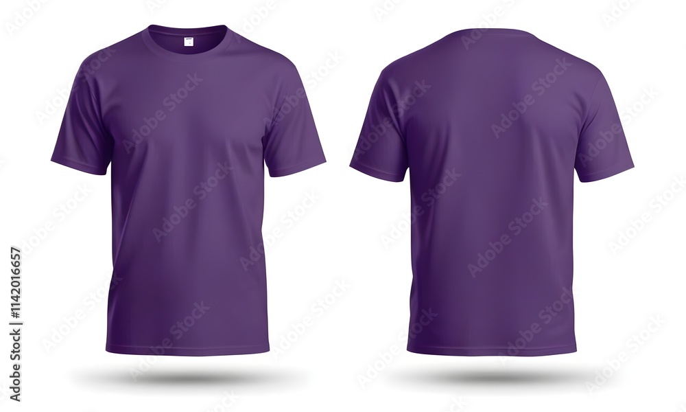 A purple mockup t-shirt with front and back views