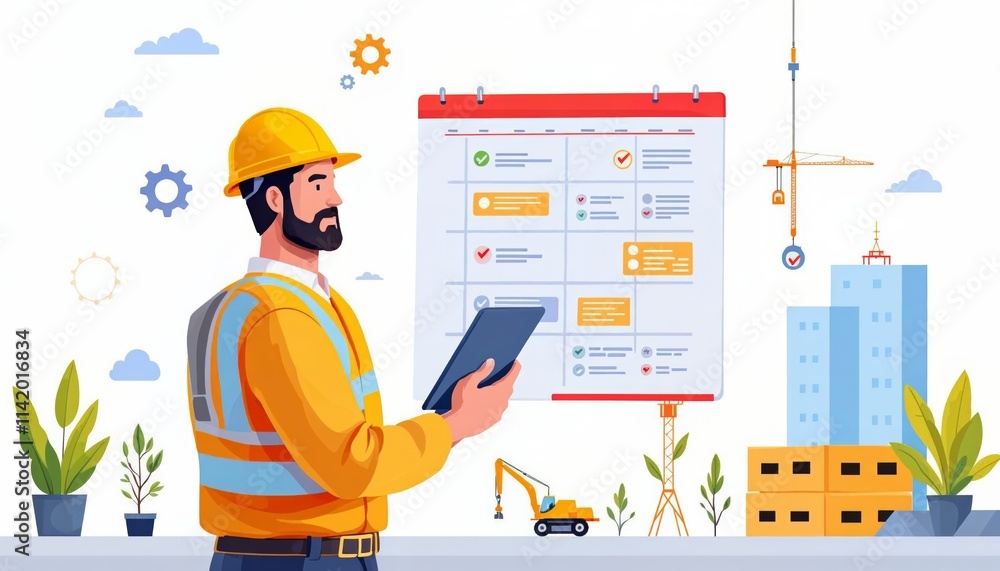 Construction Project Management Illustrations Urban Setting Digital Content Industrial Environment Professional Viewpoint Construction Project Management Illustrations Urban Setting Digital Content Industrial Environment Professional Viewpoint