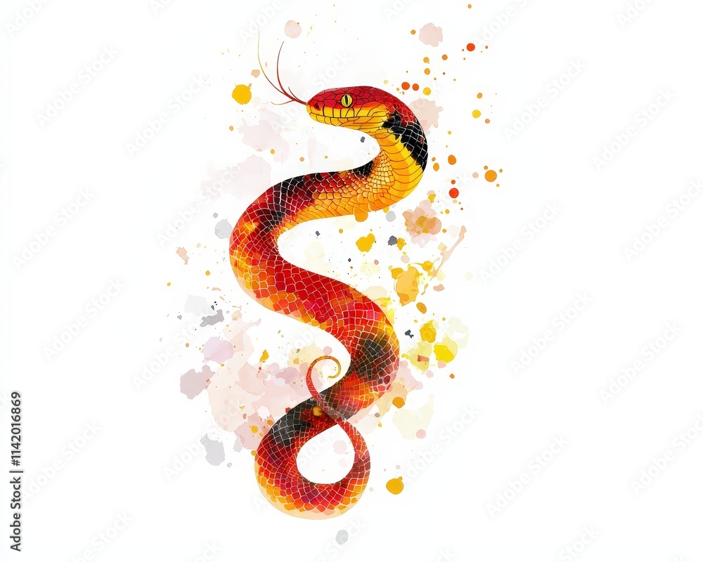 Snake coiling upward with firework trails highlighting its movement Snake coiling upward with firework trails highlighting its movement