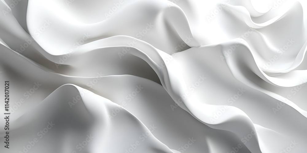 Fototapeta premium Abstract white fabric folds, smooth waves, elegant drapery, soft texture.