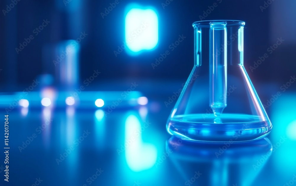 A close-up view of a glass laboratory flask emitting soft blue light, symbolizing innovation in scientific research and experimentation. A close-up view of a glass laboratory flask emitting soft blue light, symbolizing innovation in scientific research and experimentation.