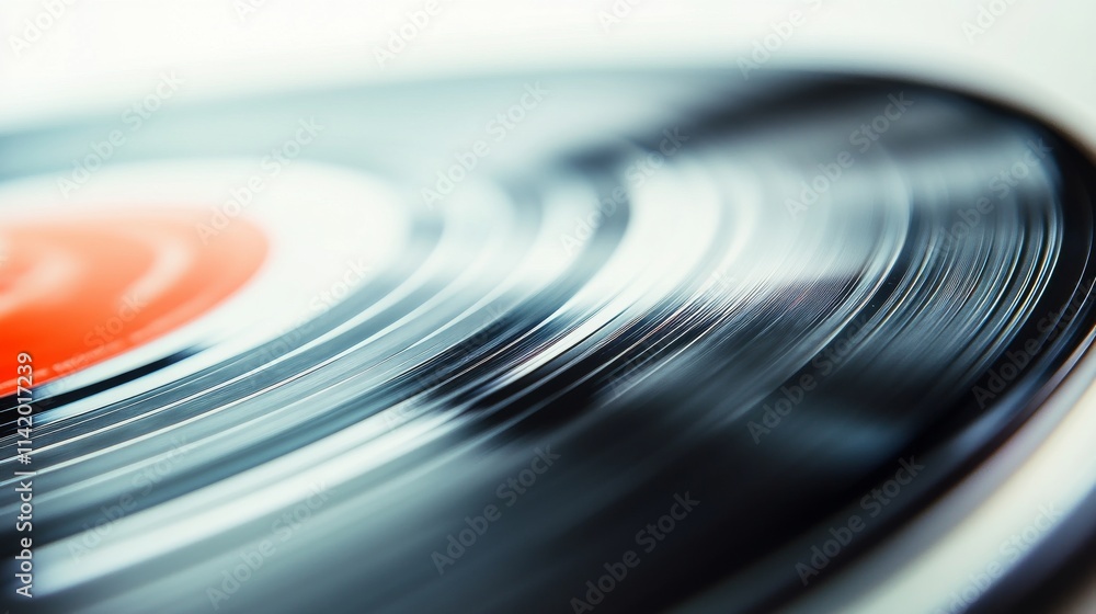 A close-up view of a vinyl record spinning on a turntable, capturing the grooves and vibrant colors of the music medium. A close-up view of a vinyl record spinning on a turntable, capturing the grooves and vibrant colors of the music medium.