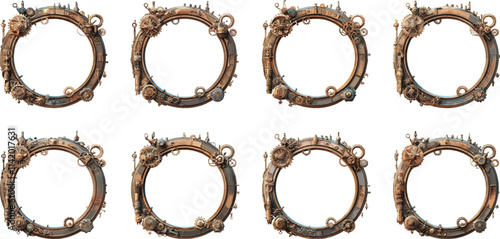 steampunk frame watercolor clipart
