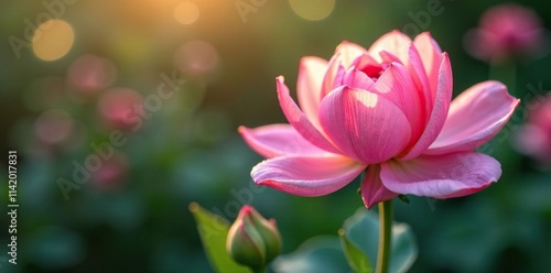 Soft pink petals unfolding in the morning dew, flowers, nature
