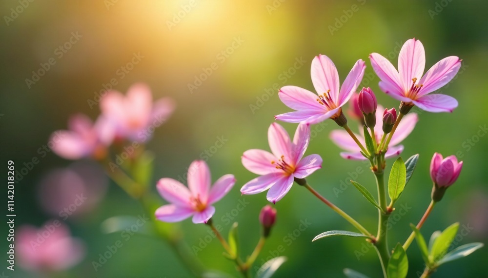 small pink flowers with delicate petals swaying in the breeze, nature, floral small pink flowers with delicate petals swaying in the breeze, nature, floral