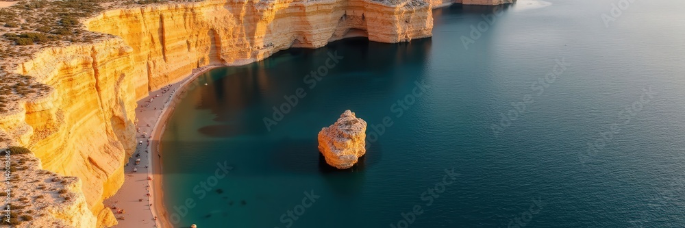 Coastal Cove Aerial View: Sandy Beach, Cliffs, Ocean Rock
Coastal Cove Aerial View: Sandy Beach, Cliffs, Ocean Rock