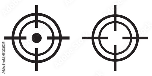 Gun sight crosshairs. Vector crosshair set. Isolated symbol. Target icon with the shadow isolated on a white background, vector illustration for web design . 
