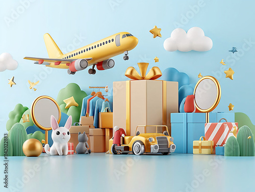 Cute Logistics Delivery Scene.