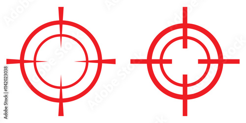 Target destination icon set. Aim sniper shoot group. Focus cursor bull eye mark collection. Vector isolated on white. stock vector. illustration. Red gun target point icon vector set. 