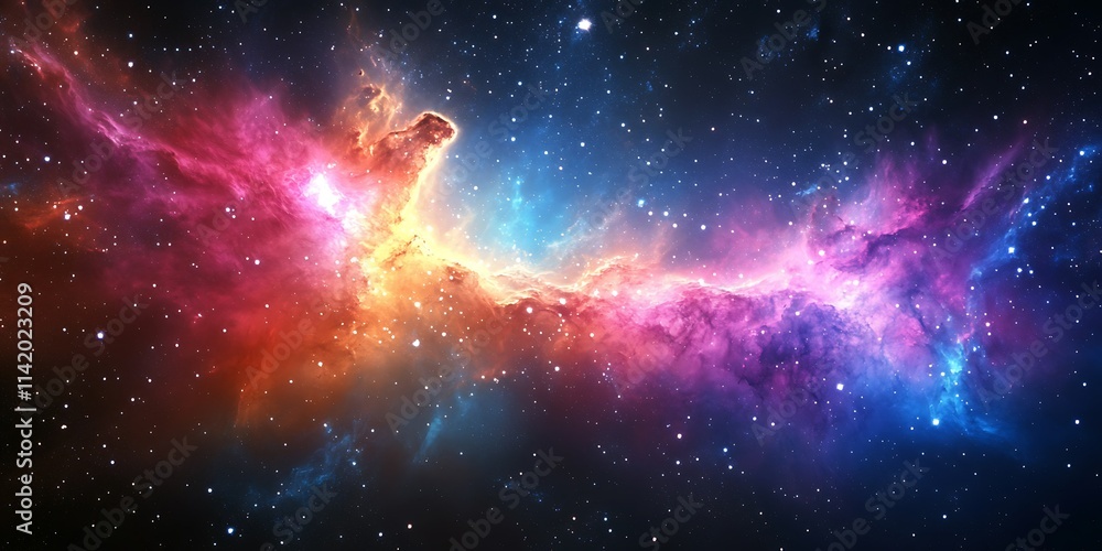 Fototapeta premium Vibrant nebula in outer space with cosmic dust and stars.