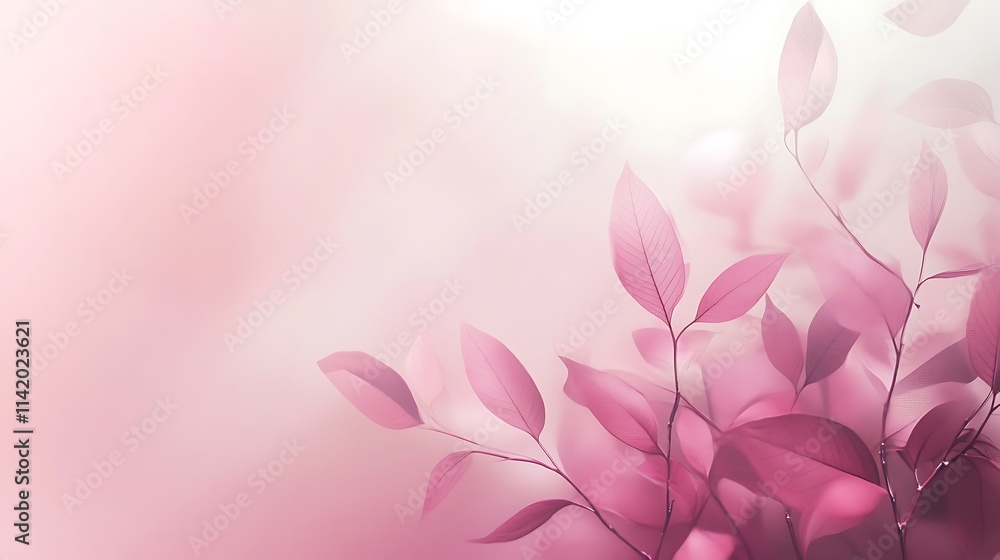 Fototapeta premium Delicate Pink Leaves Softly Illuminated Background