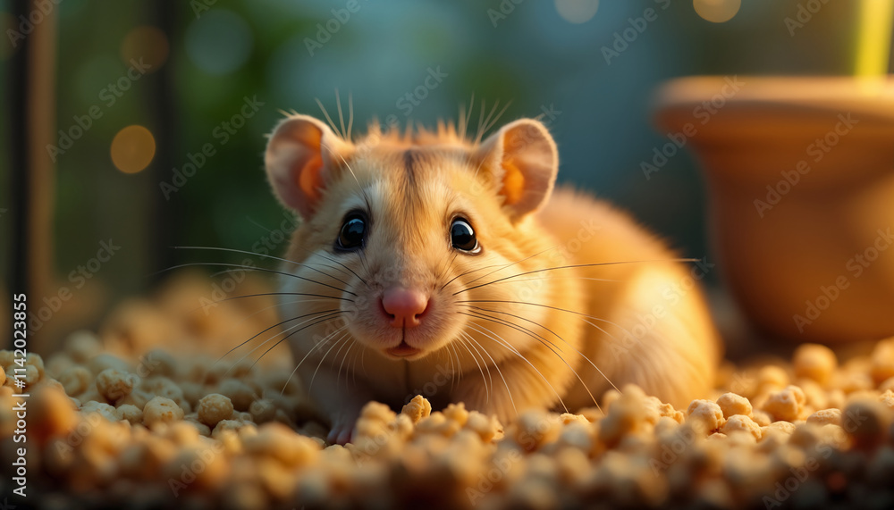 Cute Hamster in a Cozy Habitat Cute Hamster in a Cozy Habitat