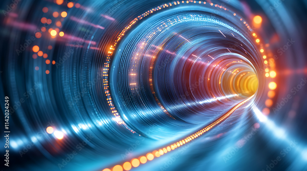 Obraz premium Digital Vortex: Abstract Tunnel of Light and Data 
