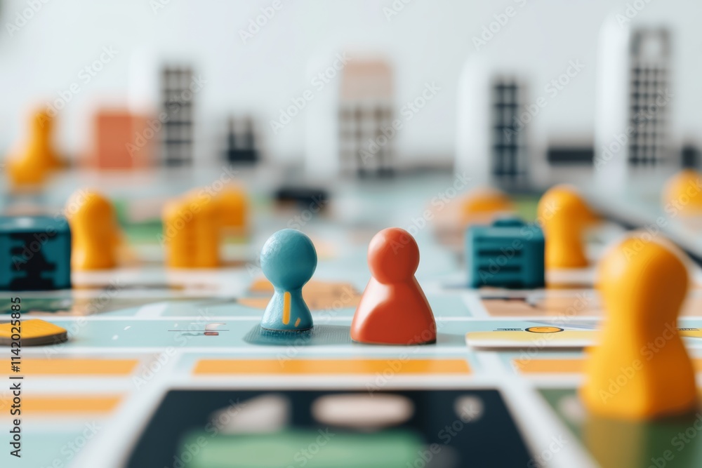 custom made wallpaper toronto digitalAn interactive board game teaching business concepts with AR enhancements, playful, vivid