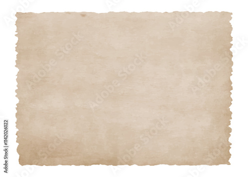 Vintage old paper sheet with torn ripped jagged edges. Antique worn parchment background texture	