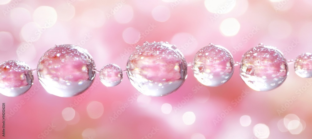 Sparkling Dewdrops on a String Dreamy Pink And Cream Blurred Floral Bokeh Background Sparkling Dewdrops on a String Dreamy Pink And Cream Blurred Floral Bokeh Background