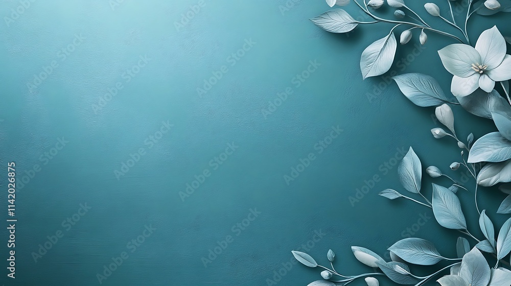 Teal Background with Elegant Floral Design Teal Background with Elegant Floral Design