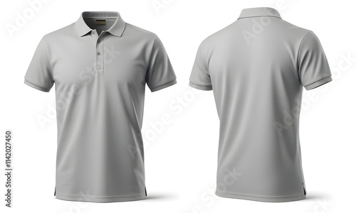 A gray mockup polo with a plain design, shown from the front and back views