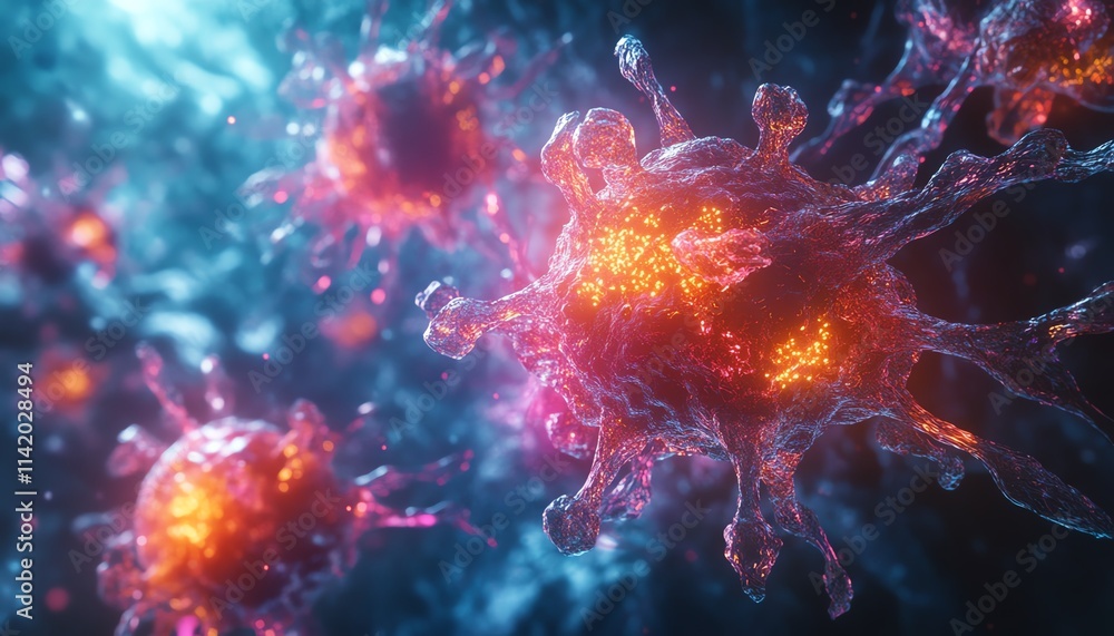 Cancer cells under immunotherapy attack Cancer cells under immunotherapy attack
