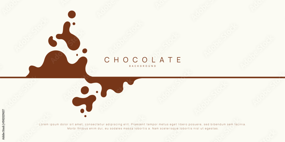 Chocolate background of Modern poster, dynamic splashes and drops. Vector illustration in a flat style of minimalism Chocolate background of Modern poster, dynamic splashes and drops. Vector illustration in a flat style of minimalism