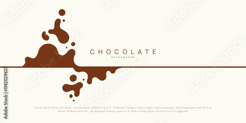 Chocolate background of Modern poster, dynamic splashes and drops. Vector illustration in a flat style of minimalism	