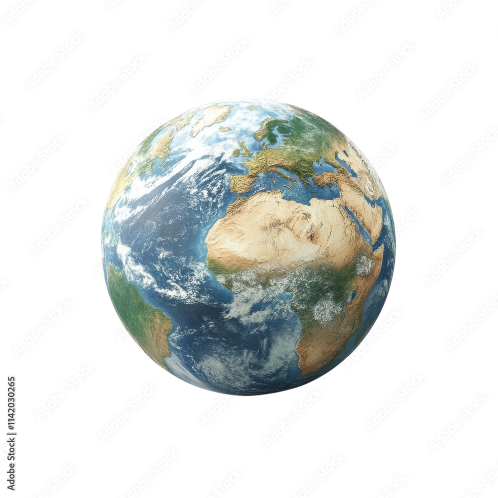 Fototapeta premium Isolated Earth Globe in Space for Educational and Creative Use on Transparent Background