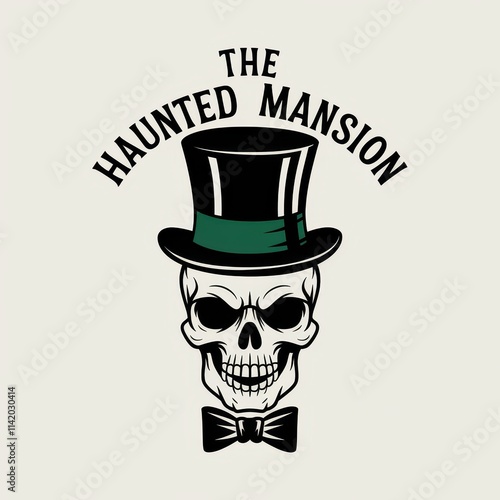 The Haunted Mansion Skull Wearing Top Hat and Bow Tie photo