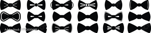 Bowtie silhouettes set, groom pack of vector silhouette design, isolated background