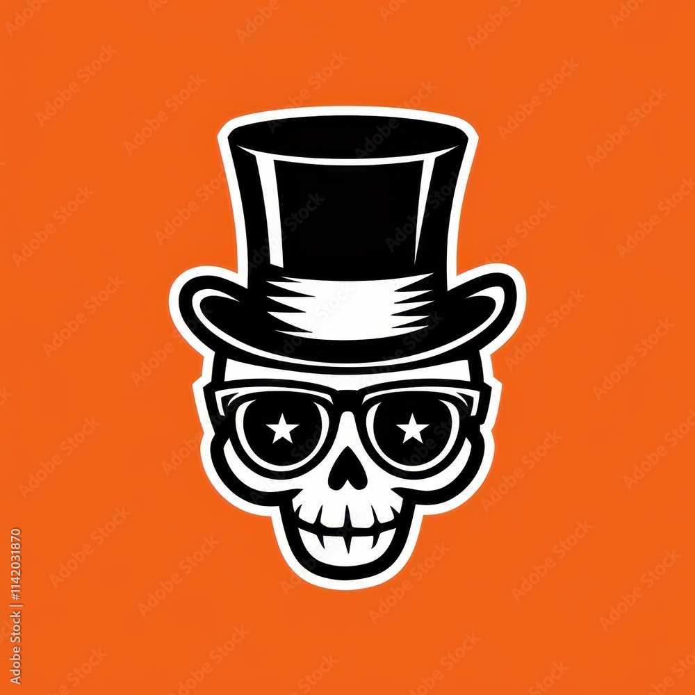A stylish skull wears a top hat and sunglasses A stylish skull wears a top hat and sunglasses