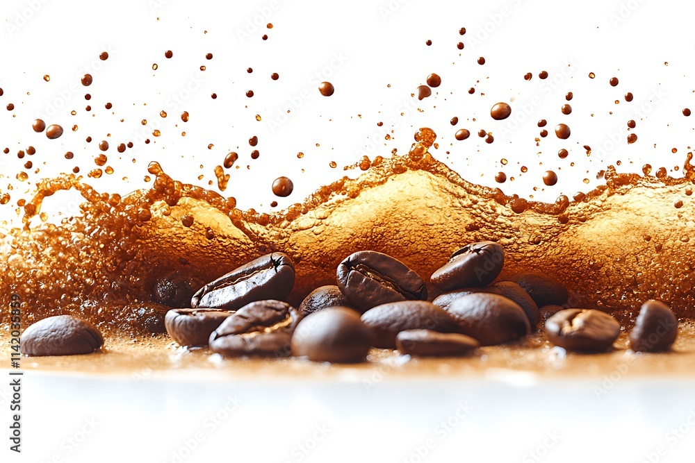 Milk coffee splash with Coffee Bean falling, 3d illustration. black coffee splash Milk coffee splash with Coffee Bean falling, 3d illustration. black coffee splash
