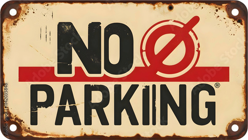 Wallpaper Mural "A close-up of a vintage-inspired 'No Parking' label with a retro design. The label features faded cream and red colors with a nostalgic feel Torontodigital.ca