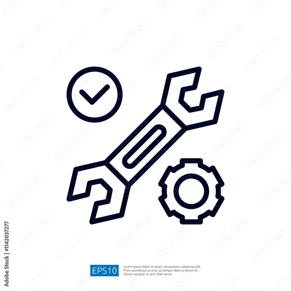 The image features a wrench, a checkmark, and a gear, symbolizing tools and mechanics, likely related to maintenance or engineering tasks. The image features a wrench, a checkmark, and a gear, symbolizing tools and mechanics, likely related to maintenance or engineering tasks.