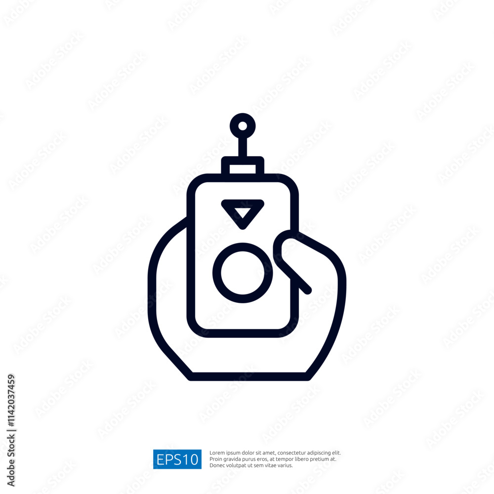 A minimalist illustration of a hand holding a remote control device, featuring a circular button and an antenna, suggesting functionality in technology or entertainment. A minimalist illustration of a hand holding a remote control device, featuring a circular button and an antenna, suggesting functionality in technology or entertainment.