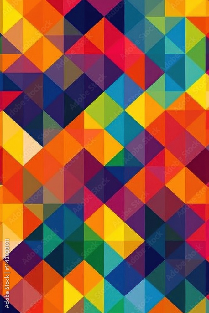 A vibrant abstract pattern featuring colorful triangles in a mosaic layout, evoking energy and creativity. A vibrant abstract pattern featuring colorful triangles in a mosaic layout, evoking energy and creativity.